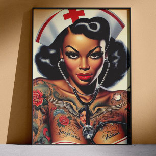 Póster Enfermeira Tatuada Pin-up