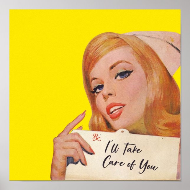 Poster Enfermeira Vintage Comic cuidarei de você (Frente)