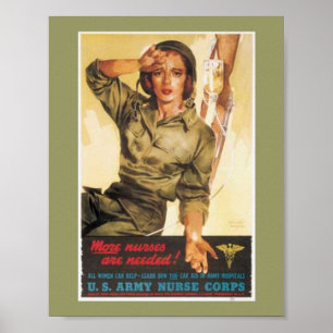 Poster Enfermeira WW2 do exército do vintage