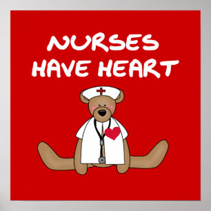 Poster Enfermeiras de Ursos Têm Camisas Cardíacas e Prese