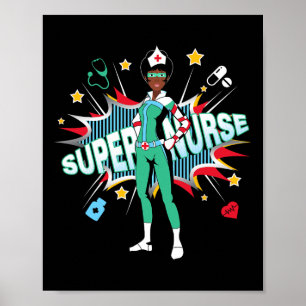 Poster Enfermeiras Negras Rocham Camisa Super Hero Black