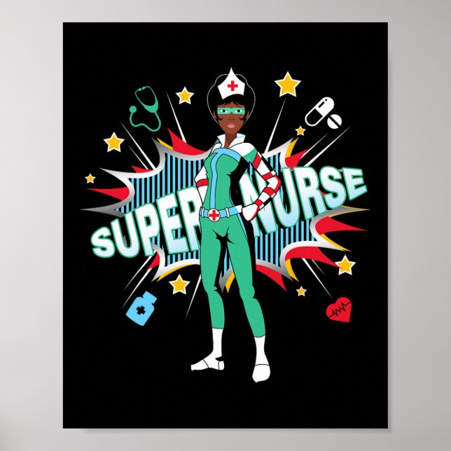 Poster Enfermeiras Negras Rocham Camisa Super Hero Black  (Frente)