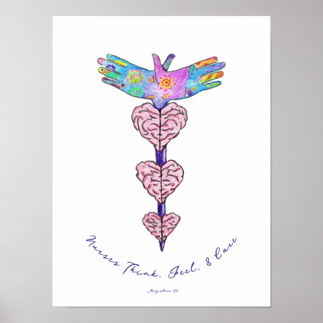 Poster Enfermeiras Pense, sinta e cuide (Frente)