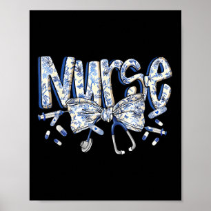 Poster Enfermeiro Arco Coquette Azul Estetoscópio Enferme