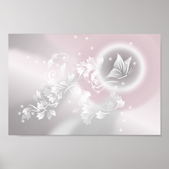 Poster Enfermeiro Blush Cinza White Floral Fantasy (Frente)