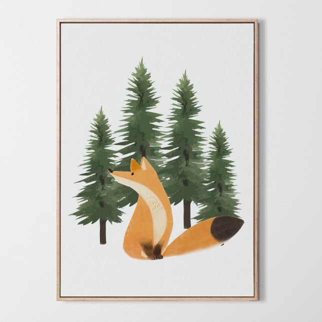 Poster Enfermeiro-Cinto-Pavial-Florestal-Muro-Arte (Cute Fox Nursery Woodland Animal Wall Art Decor, tree, forest, wild)