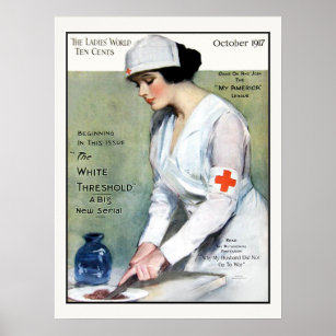 Póster Enfermeiro da Cruz Vermelha, Revista Damas de 1917