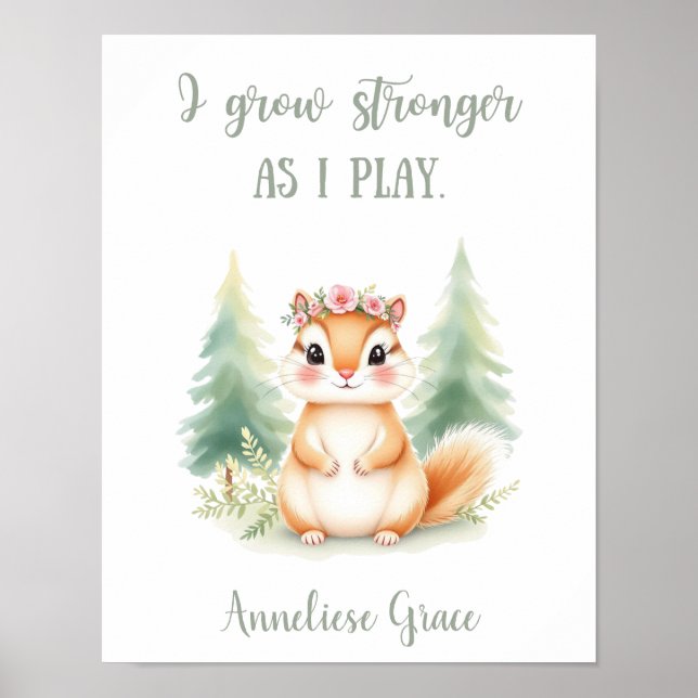 Poster Enfermeiro De Animais Da Floresta De Esquilo Com M (Frente)