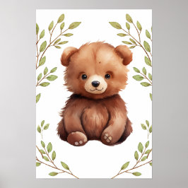 Poster Enfermeiro De Animais Da Floresta De Urso Verde