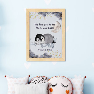 Poster Enfermeiro De Bebê De Inverno Com Pinguim Sonolent