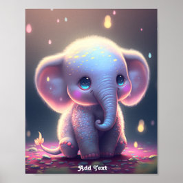 Poster Enfermeiro de Elefante de Pastel Rosa Cinzento Cin