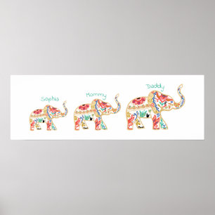 Poster Enfermeiro de Elefante Decorativo Floral Elegante