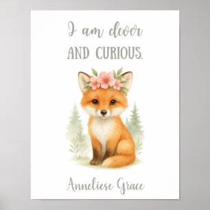 Poster Enfermeiro de Fox Woodland Feminina com Aquarelas 