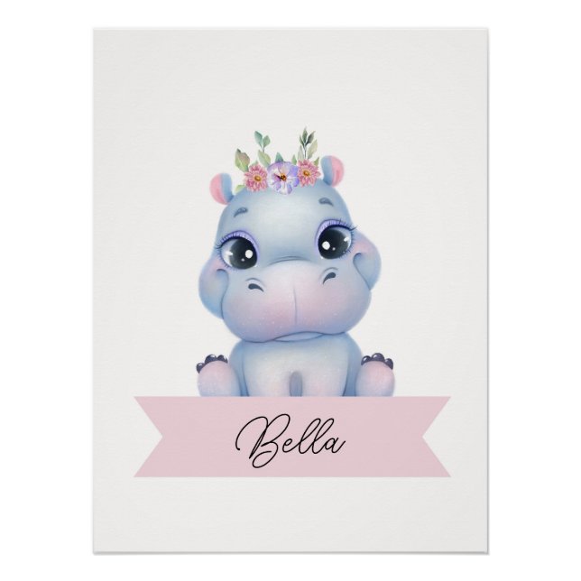 Póster Enfermeiro de hipopótamo fofo personalizado (Frente)