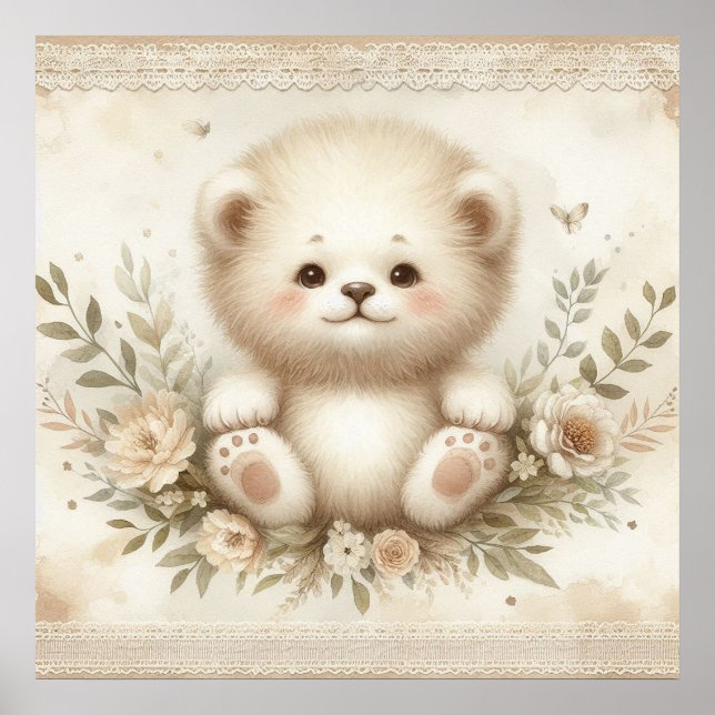 Poster Enfermeiro Floral Baby Lion (Frente)