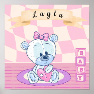 Poster Enfermeiro Personalizado Do Urso Do Bebê