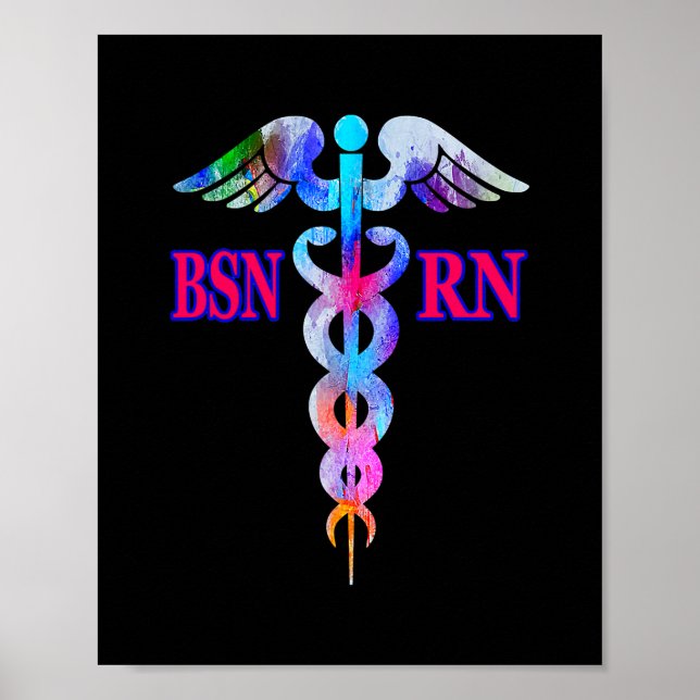 Poster Enfermeiro Registrado BSN RN Caduceus Nursing Embl (Frente)