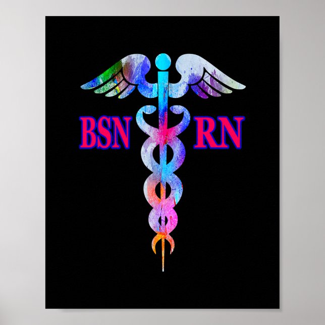 Poster Enfermeiro Registrado BSN RN Caduceus Nursing Embl (Frente)
