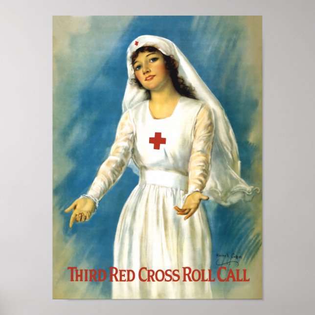 Poster Enfermeiro Vintage Red Cross (Frente)