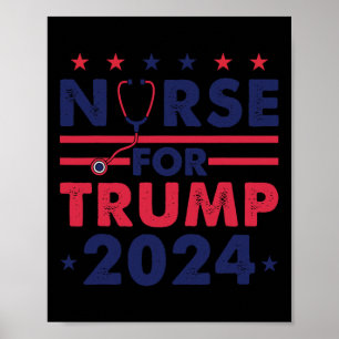 Poster Enfermeiros Para Trump 2024 America Stars Flag Str