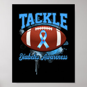 Poster Enfrentar o futebol Blue Ribbon Diabetes Consciênc