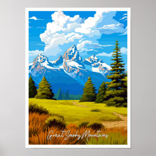 Poster Enfumaçado Montanhas do excelente ilustração Vinta