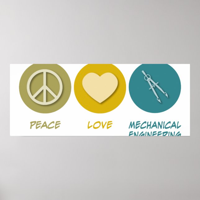 Poster Engenharia Mecânica Peace Love (Frente)