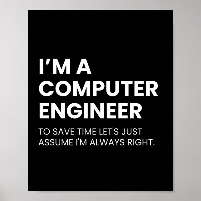Poster Engenheiro de Computador Dito Engraçado de Nerd (Frente)