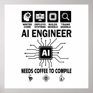 Poster Engenheiro de IA Engraçado Programador Desenvolved