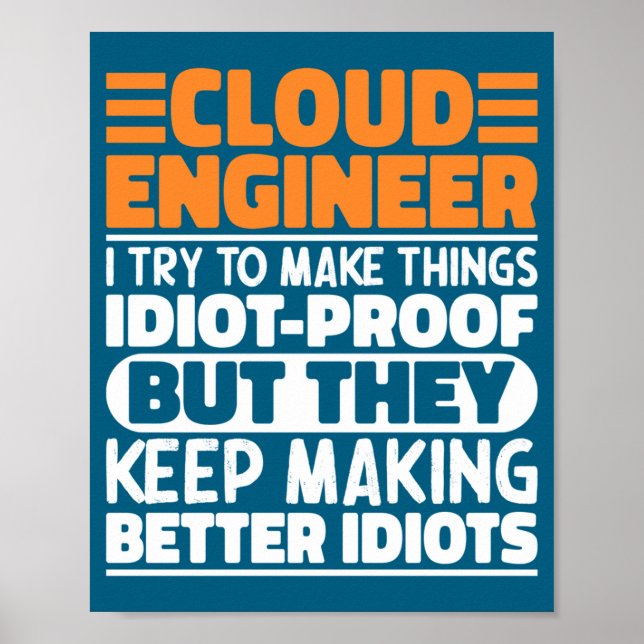 Poster Engenheiro de Nuvem Eu Tento Fazer Coisas Frases E (Frente)