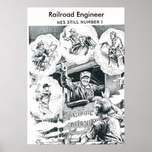 Póster Engenheiro do trem ferroviário americano