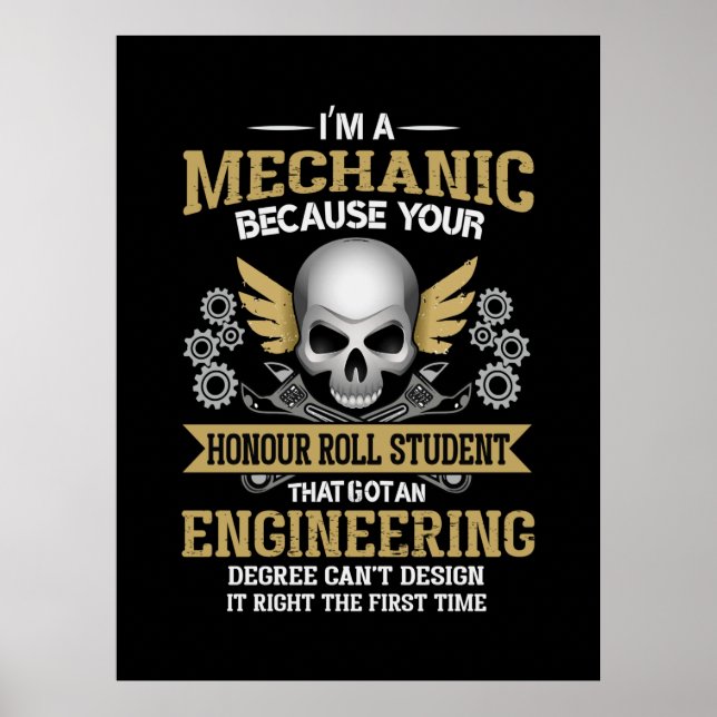 Poster Engenheiro Eu Sou Uma Engenharia Mecânica (Frente)