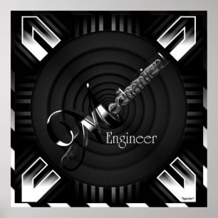 Poster Engenheiro mecânico Deco Flare