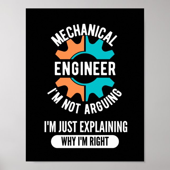 Poster Engenheiro Mecânico Engraçado, Engenharia Mecânica (Frente)