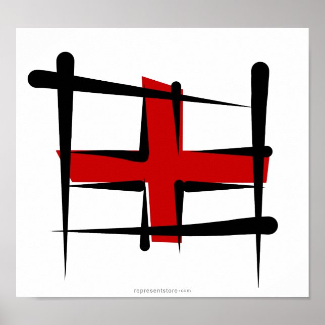 Póster England Brush Flag (Frente)