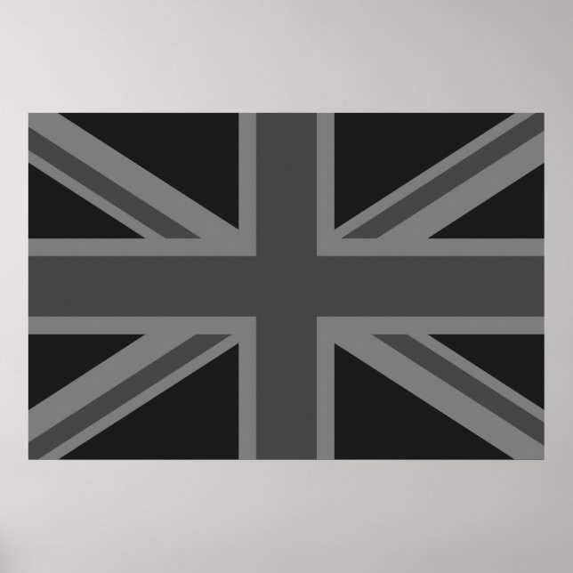 Póster England Flag Black Cinza (Frente)