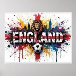 Poster England Football Citiscape Oil Painting Style Art