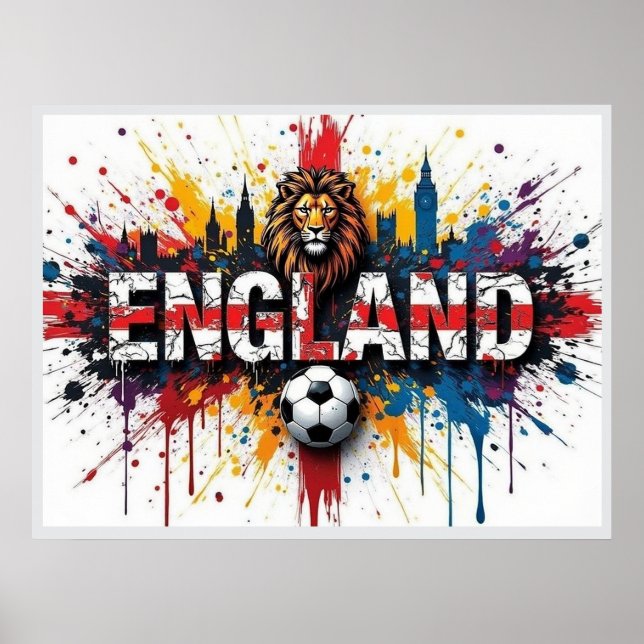 Poster England Football Citiscape Oil Painting Style Art (Frente)
