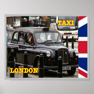 Poster England - London - Black cap Taxi -