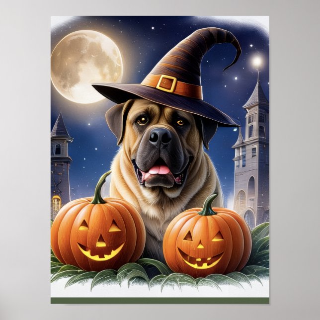 Poster Englische Dogge Mastiff Halloween  (Frente)