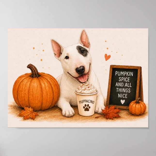 Poster English Bull Terrier Convidando Pumpkin Spice A4 (Frente)