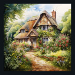 Poster English Cottage<br><div class="desc">A Watercolour English cottage with garden</div>