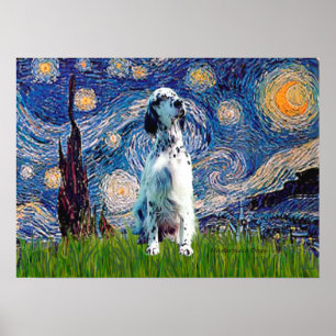 Poster English Setter (BW) - Noite Estrelada