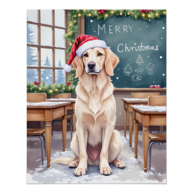 Póster English Setter Cozy Classroom Teacher Santa (Frente)