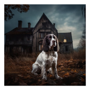 Póster English Springer Spaniel Dia das Bruxas Assustador