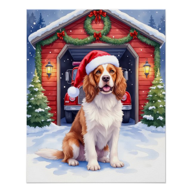Póster English Springer Spaniel Fire Station Santa (Frente)