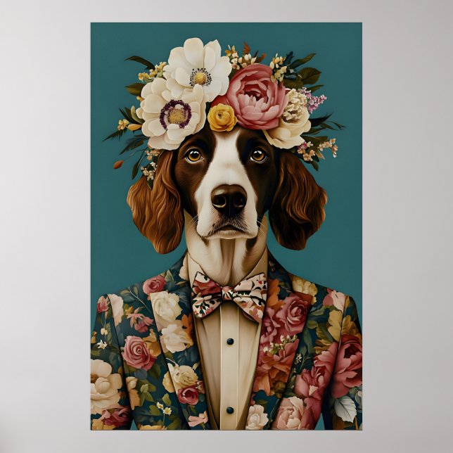 Poster English Springer Spaniel In Suit Poster, Springer (Frente)