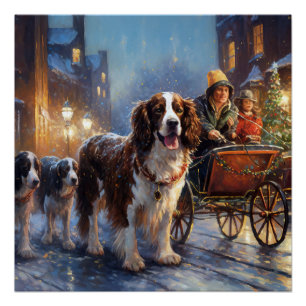 Póster English Springer Spaniel Temporada Festiva de Nata