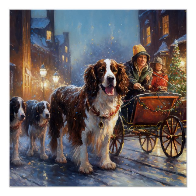 Póster English Springer Spaniel Temporada Festiva de Nata (Frente)