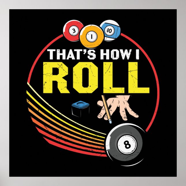 Poster engraçada Billiards ama esportes (Frente)